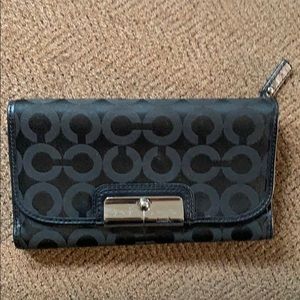 Coach Black Wallet with Silver Accent